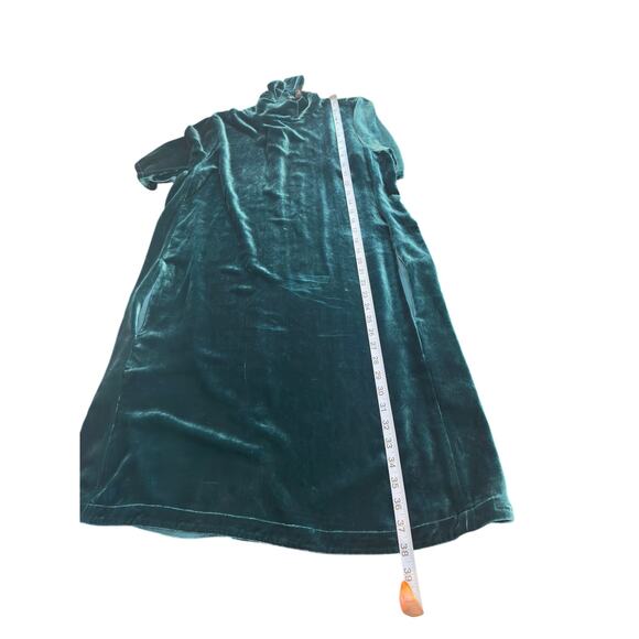 Eileen Fisher Green Short Sleeve Velvet Mock Neck Knee Length Dress Medium - Picture 14 of 14